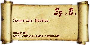 Szmetán Beáta névjegykártya